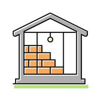 inside wall insulation with mineral wool color icon vector illustration