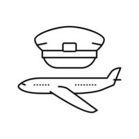 ilustración de vector de icono de línea de escuela de vuelo de aviación comercial