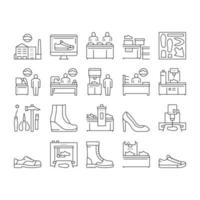 conjunto de iconos de colección de servicio de reparación de zapatos vector