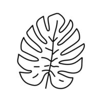 Ilustración de vector de icono de línea de hoja tropical monstera