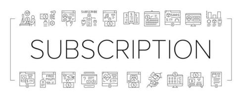 Subscription Content Collection Icons Set Vector