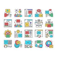 Programmatic Advertising Service Icons Set Vector