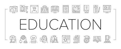 Online Education Book Collection Icons Set Vector