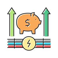 crecimiento dinero energía ahorro color icono vector ilustración