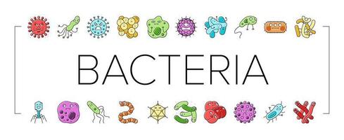 bacteria virus bacterium cell icons set vector