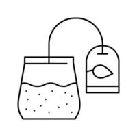 ilustración de vector de icono de línea de té de bolsita