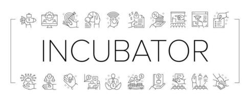 Business Incubator Collection Icons Set Vector