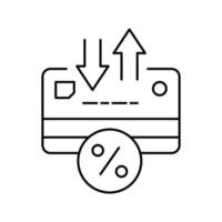 ilustración de vector de icono de línea de tarjeta de crédito y deuda