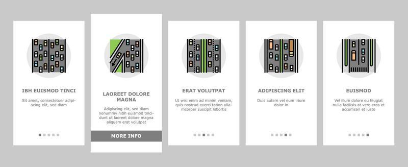 Road Urban And Country Highway onboarding icons set vector