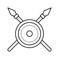 shield and spears ancient rome line icon vector illustration