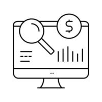 línea de investigación financiera icono vector negro ilustración