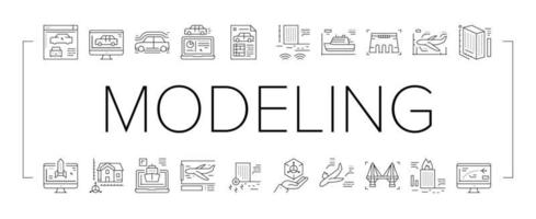 Modeling Engineering Collection Icons Set Vector sign