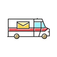 truck for delivering parcel and letter color icon vector illustration