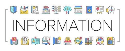 Information And Client Supporting Icons Set Vector