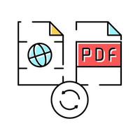 convert web site page to pdf file color icon vector illustration