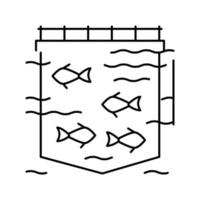 ilustración de vector de icono de línea de salmón de jaulas de mar