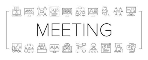 Online Video Meeting Collection Icons Set Vector