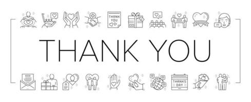 Thank You Day Holiday Collection Icons Set Vector