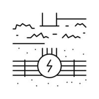 Ilustración de vector de icono de línea terrestre de comunicación de electricidad