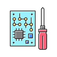 microchip hacer geek color icono vector ilustración