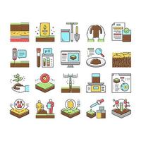 Soil Testing Nature Collection Icons Set Vector