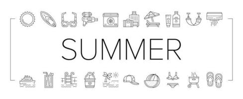 Summer Vacation Travel Collection Icons Set Vector