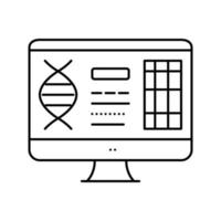 investigación informática molécula genética línea icono vector ilustración