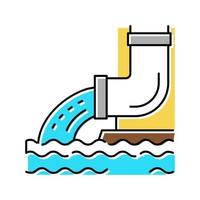 water flowing from drainage pipe color icon vector illustration