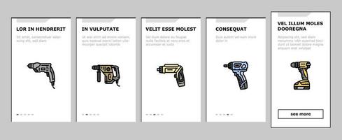 drill equipment construction onboarding icons set vector