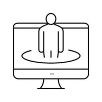human on computer screen line icon vector illustration