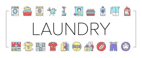 servicio de lavandería lavado de ropa iconos conjunto vector