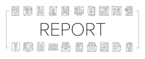 Reports Documentation Collection Icons Set Vector