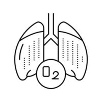 lungs with oxygen line icon vector illustration