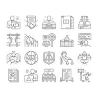 Law Notary Advising Collection Icons Set Vector