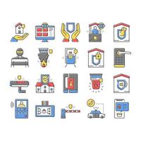 conjunto de iconos de colección de dispositivos de seguridad para el hogar vector