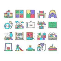 Kindergarten Activity Collection Icons Set Vector