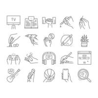 Hobby Leisure Time Collection Icons Set Vector