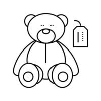 arte juguete oso línea icono vector aislado ilustración