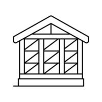 wooden frame building line icon vector illustration