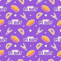 Pi Day Seamless Pattern Design with Mathematical Constants or Baked Pie in Template Hand Drawn Cartoon Flat Illustration vector