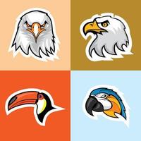 juego de logotipos de águila, loro y tucán. gráficos vectoriales eps 10. vector