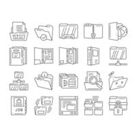 folder paper business file empty icons set vector