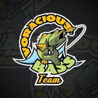 Voracious Bass, the motto of the Fishermen's team. Logo template. EPS 10 Vector graphics. Layered and editable.