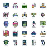 Computer and Hardware icon pack for your website design, logo, app, and user interface. Computer and Hardware icon filled color design. Vector graphics illustration and editable stroke.