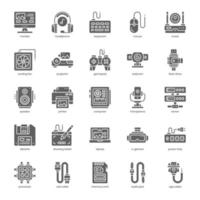 Computer and Hardware icon pack for your website design, logo, app, and user interface. Computer and Hardware icon glyph design. Vector graphics illustration and editable stroke.