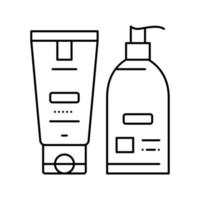 hand cream and lotion packaging line icon vector illustration