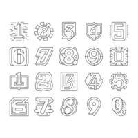 Numbers Numeral Title Collection Icons Set Vector