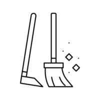 broom and scoop line icon vector illustration