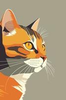 Portrait of a cat on a gray background. Vector illustration.