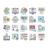 Smm Media Marketing Collection Icons Set Vector